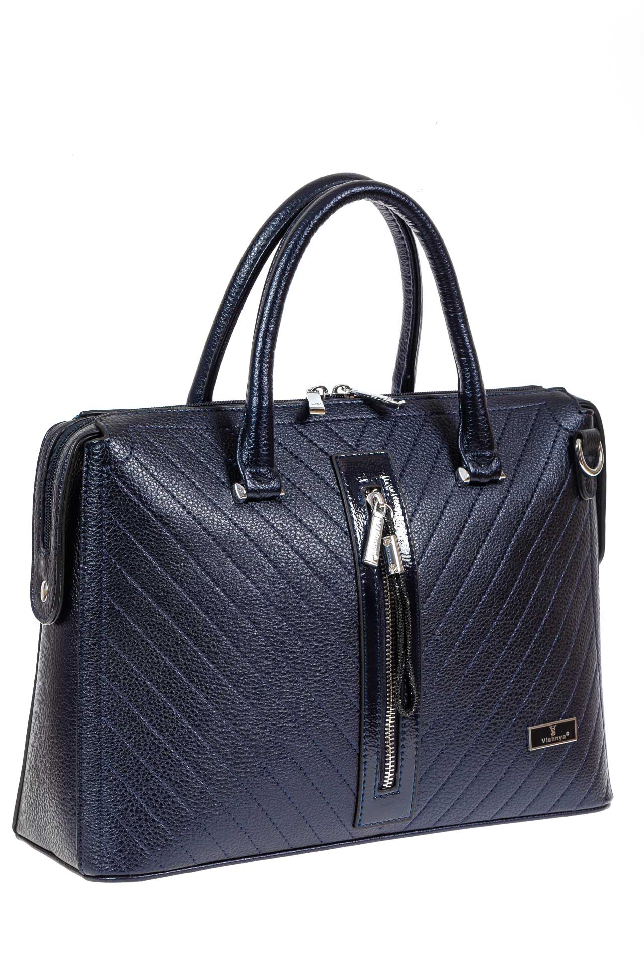 На фото 2 - Женская сумка из экокожи с подвеской, цвет тёмно-синий