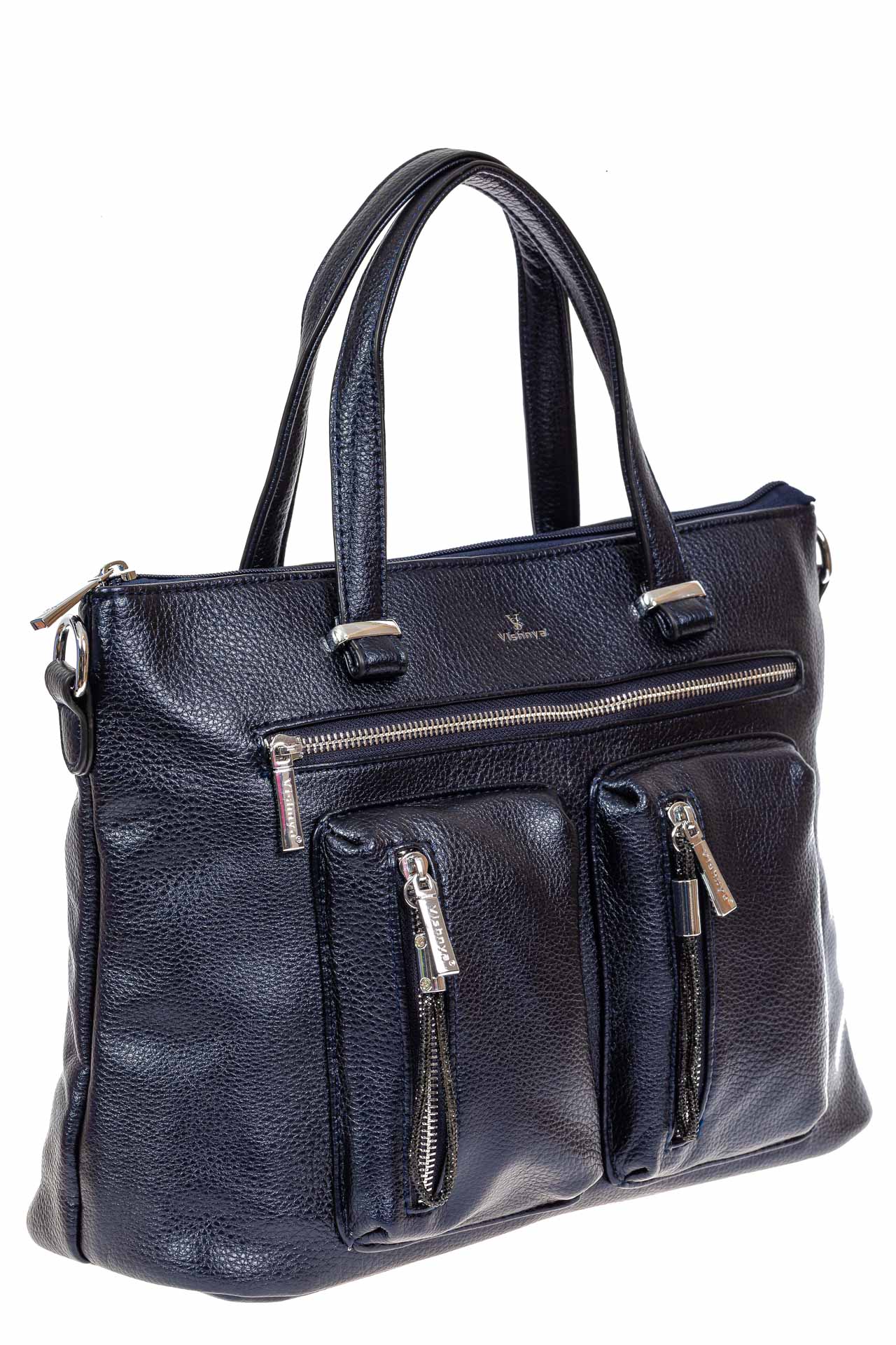 На фото 2 - Классическая женская сумка из искусственной кожи, тёмно-синяя
