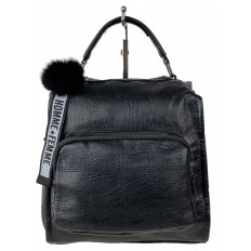 На фото 2 - Компактная сумка-рюкзак  из искусственной кожи, цвет черный