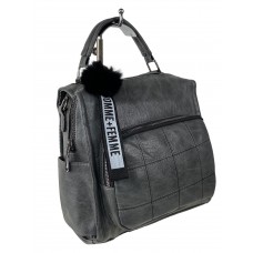 На фото 1 - Компактная сумка-рюкзак  из искусственной кожи, цвет   серый