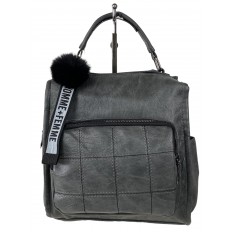 На фото 2 - Компактная сумка-рюкзак  из искусственной кожи, цвет   серый