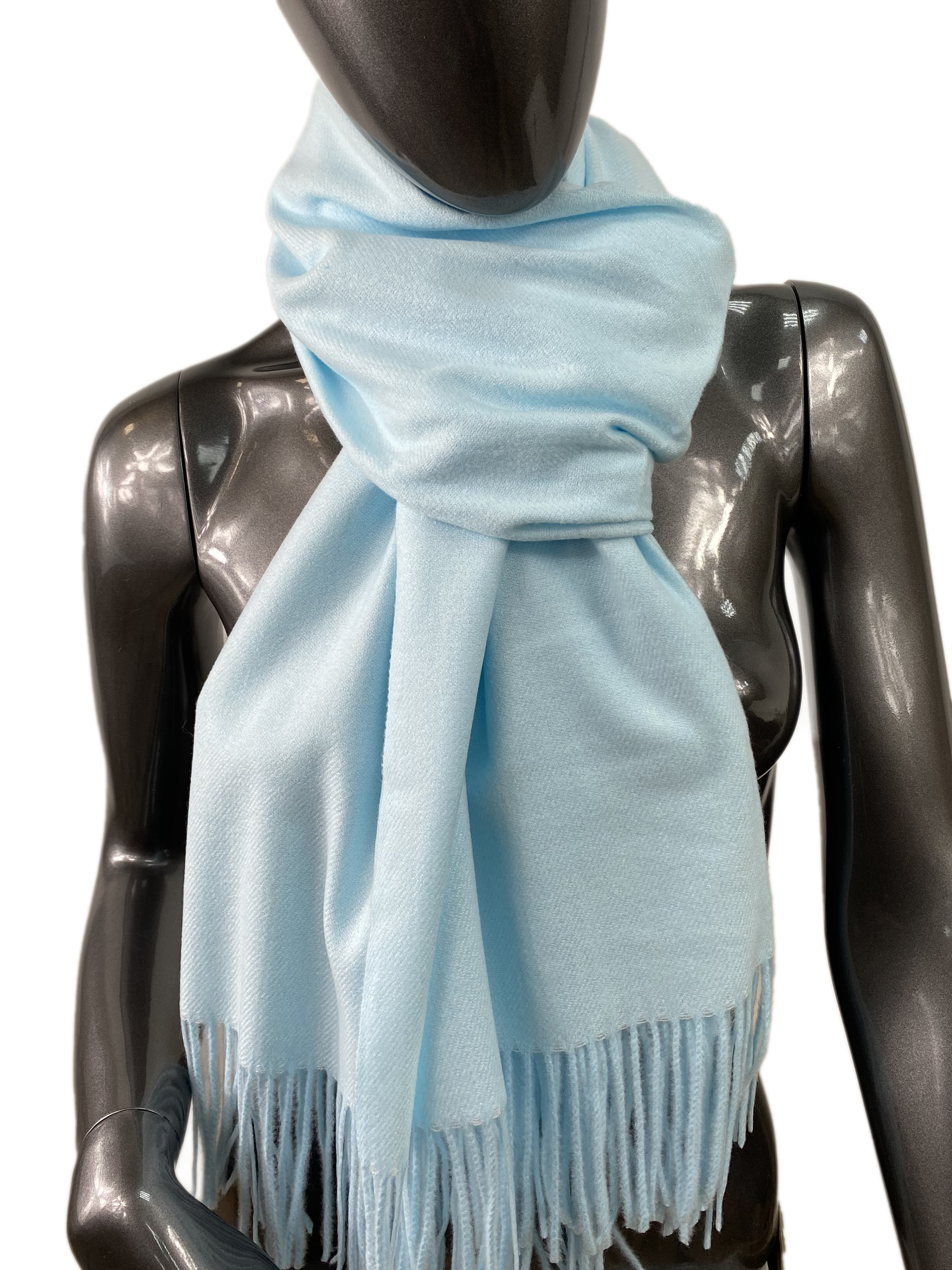 На фото 1 - Мягкий палантин-шарф из кашемира,  цвет светло голубой