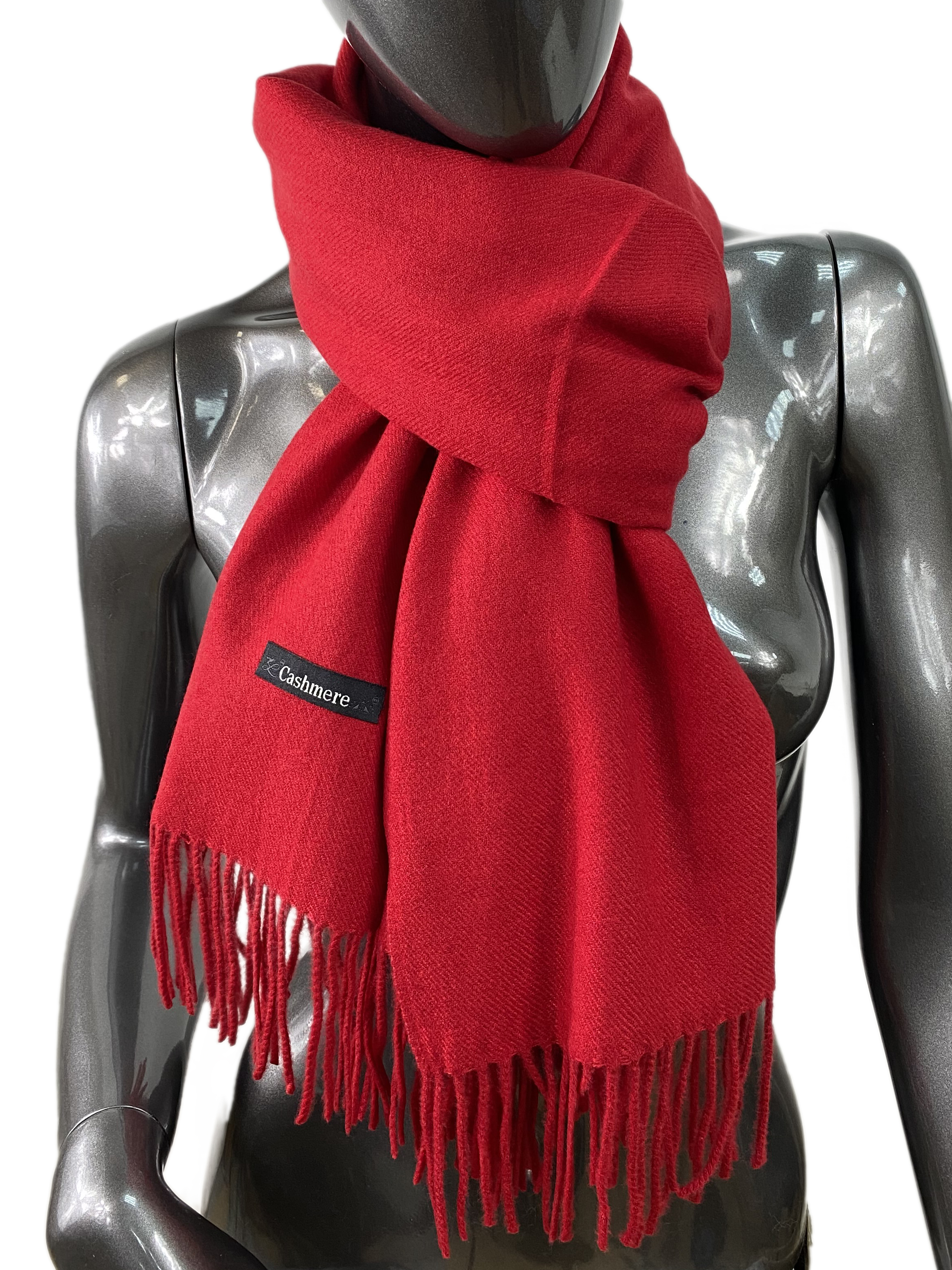На фото 1 - Мягкий палантин-шарф из кашемира,  цвет алый