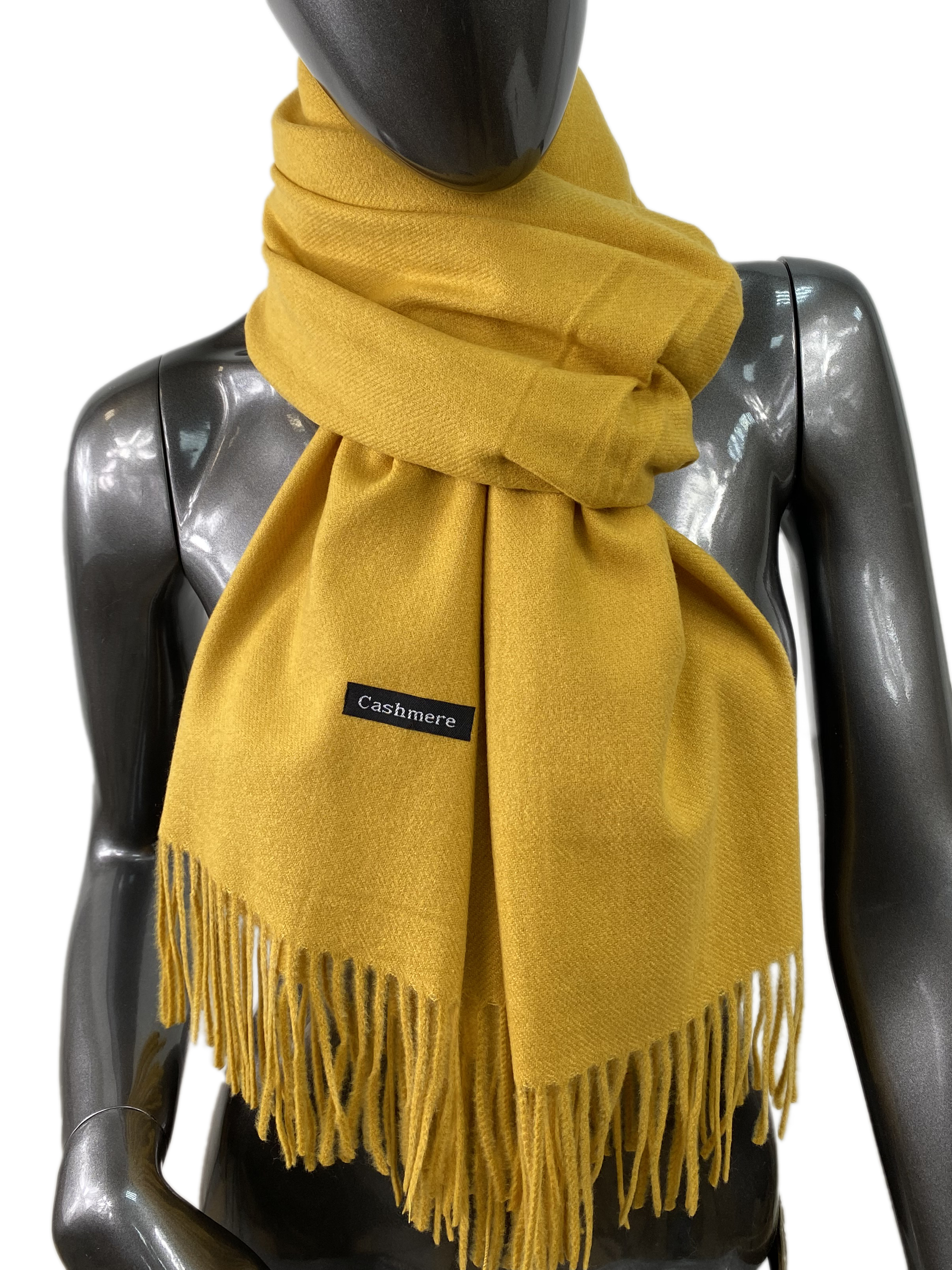 На фото 1 - Мягкий палантин-шарф из кашемира,  цвет горчичный