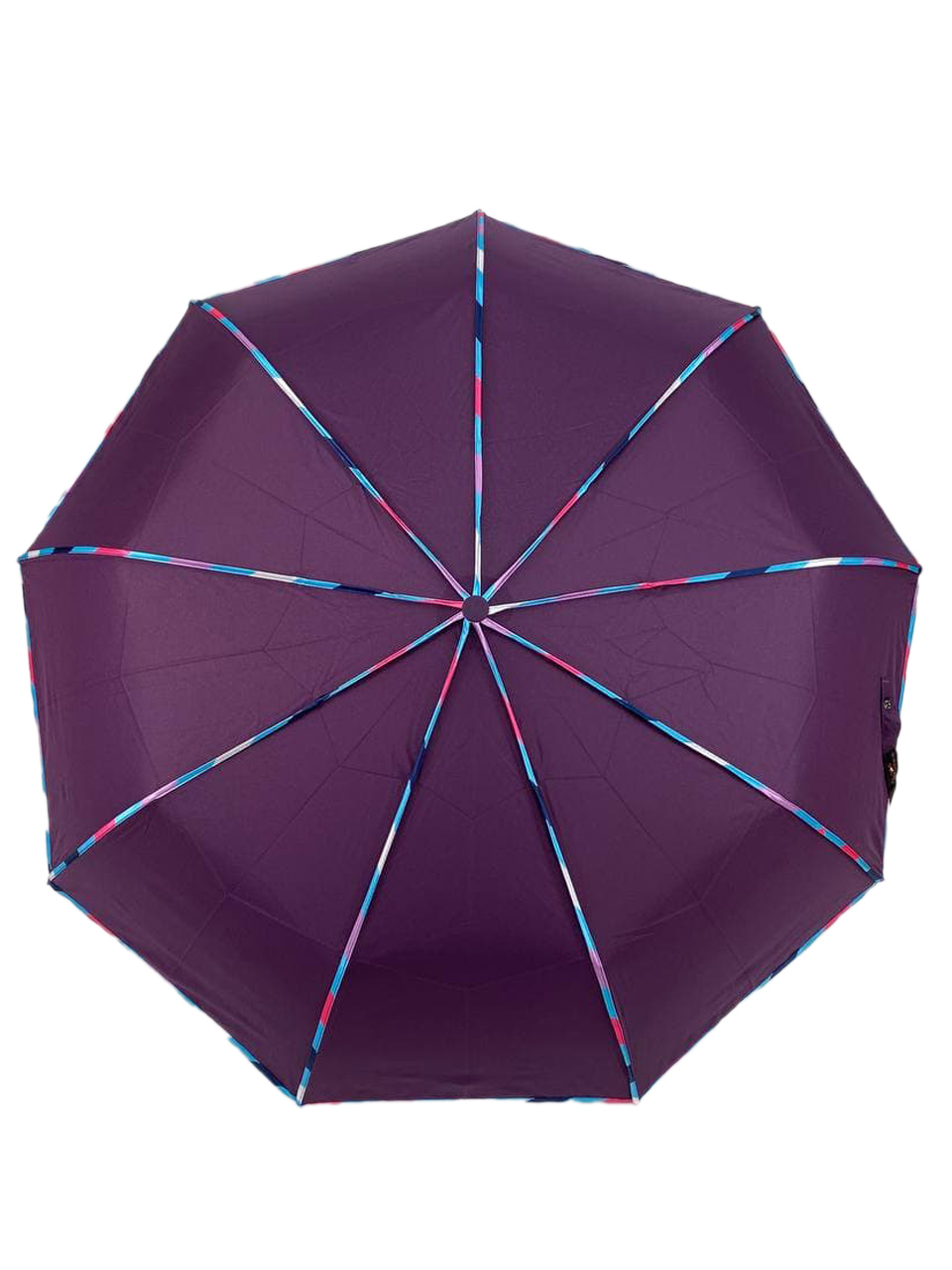 На фото 2 - Зонт женский полуавтомат с цветными вставками, цвет фиолетовый