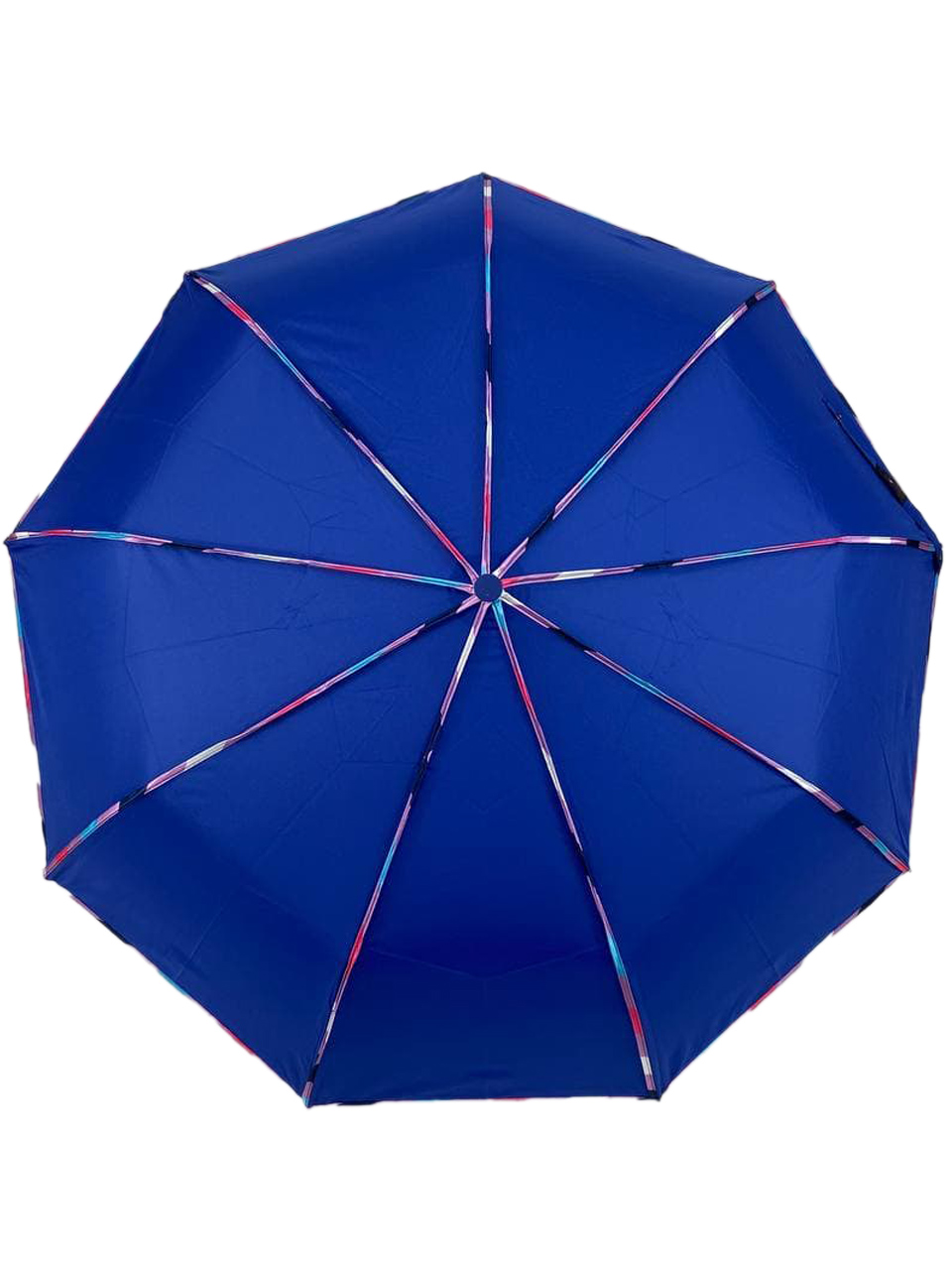 На фото 2 - Зонт женский полуавтомат с цветными вставками, цвет синий