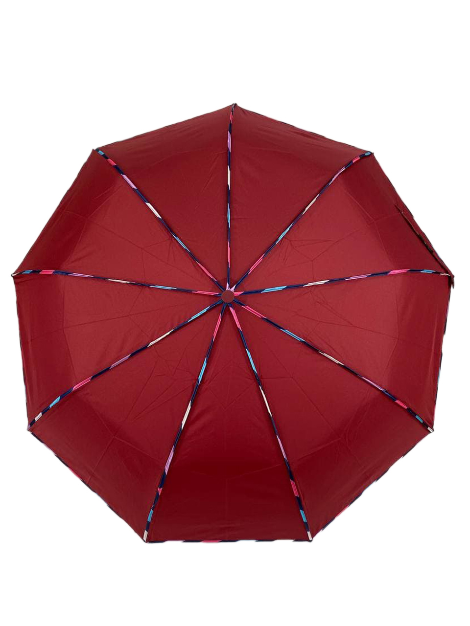 На фото 2 - Зонт женский полуавтомат с цветными вставками, цвет бордовый