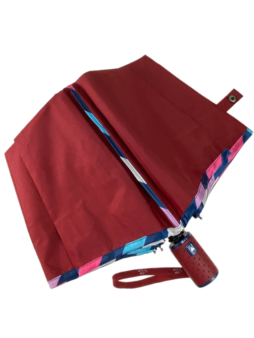На фото 4 - Зонт женский полуавтомат с цветными вставками, цвет бордовый
