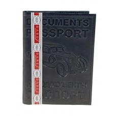 На фото 1 - Кожаная обложка для паспорта и автодокуметов, цвет черный