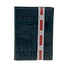 На фото 1 - Кожаная обложка для паспорта и автодокуметов, цвет зеленый