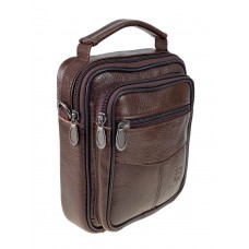 На фото 1 - Небольшая кожаная сумка для мужчин, цвет коричневый