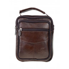 На фото 2 - Небольшая кожаная сумка для мужчин, цвет коричневый