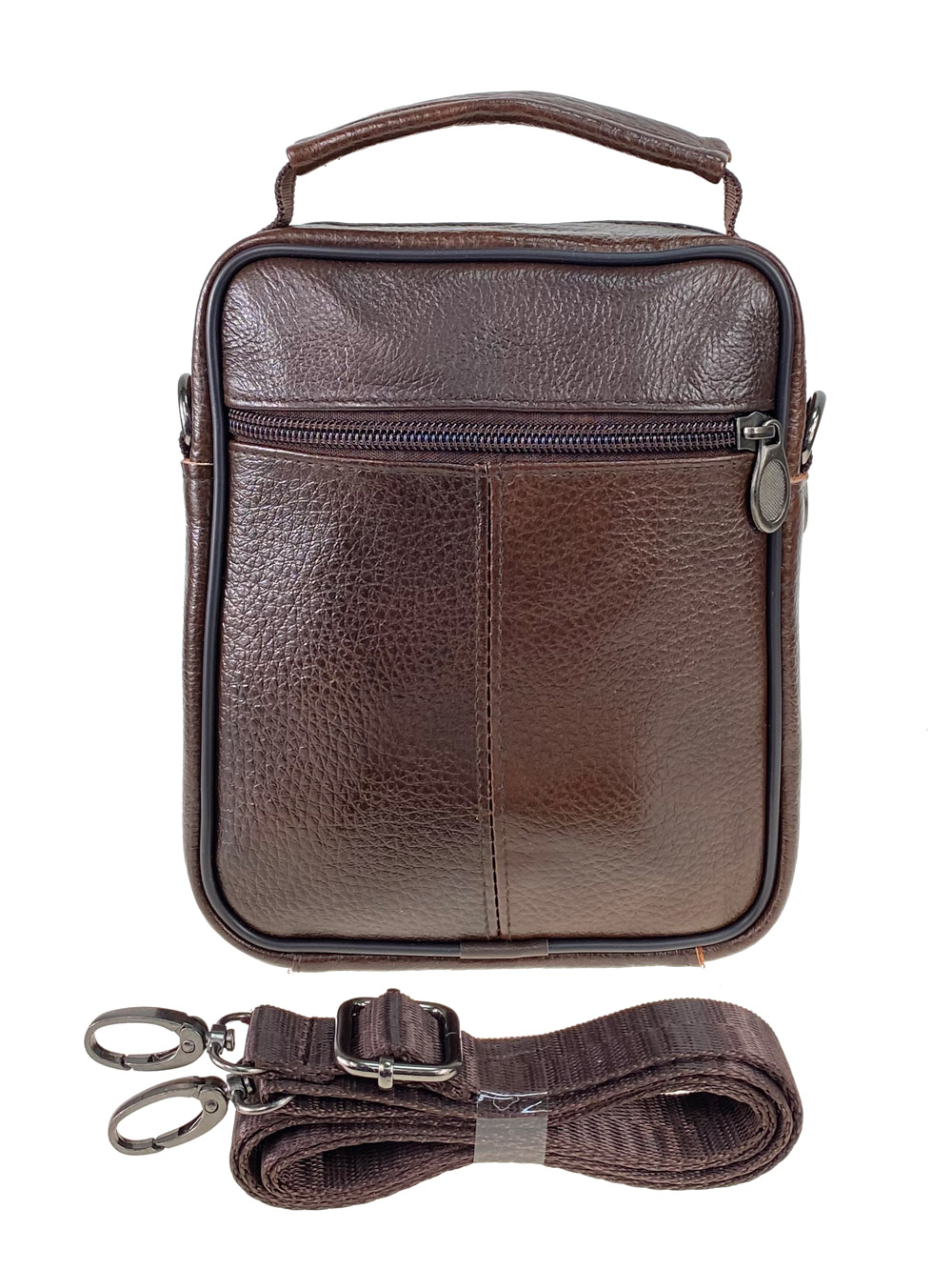 На фото 3 - Небольшая кожаная сумка для мужчин, цвет коричневый