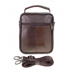 На фото 3 - Небольшая кожаная сумка для мужчин, цвет коричневый