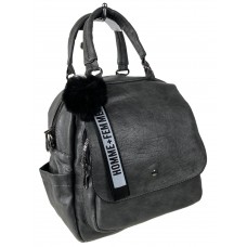 На фото 1 - Компактная сумка-рюкзак  из искусственной кожи, цвет  серый