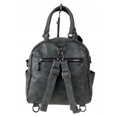 На фото 3 - Компактная сумка-рюкзак  из искусственной кожи, цвет  серый
