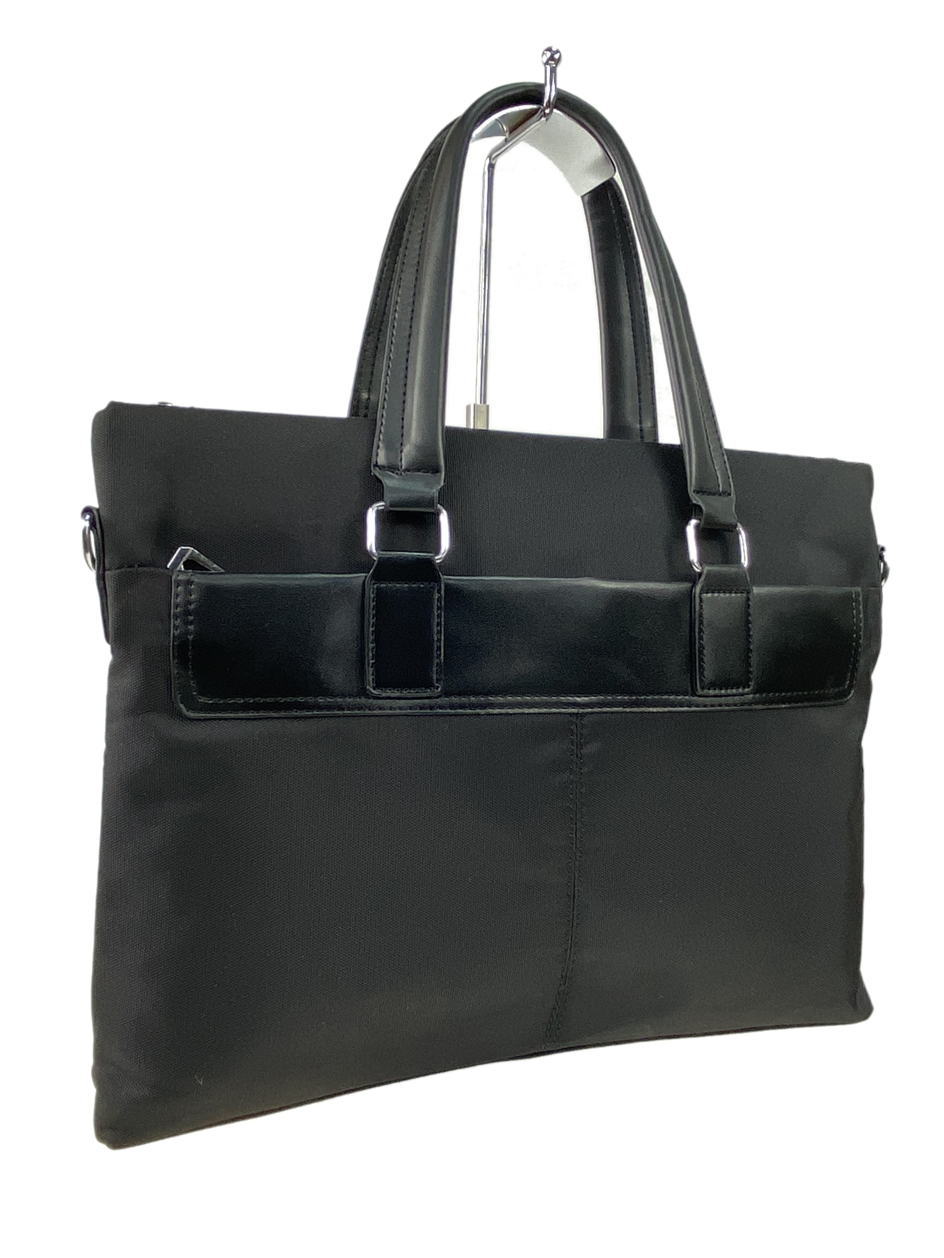 На фото 1 - Деловой мужской портфель из  текстиля и экокожи, цвет чёрный