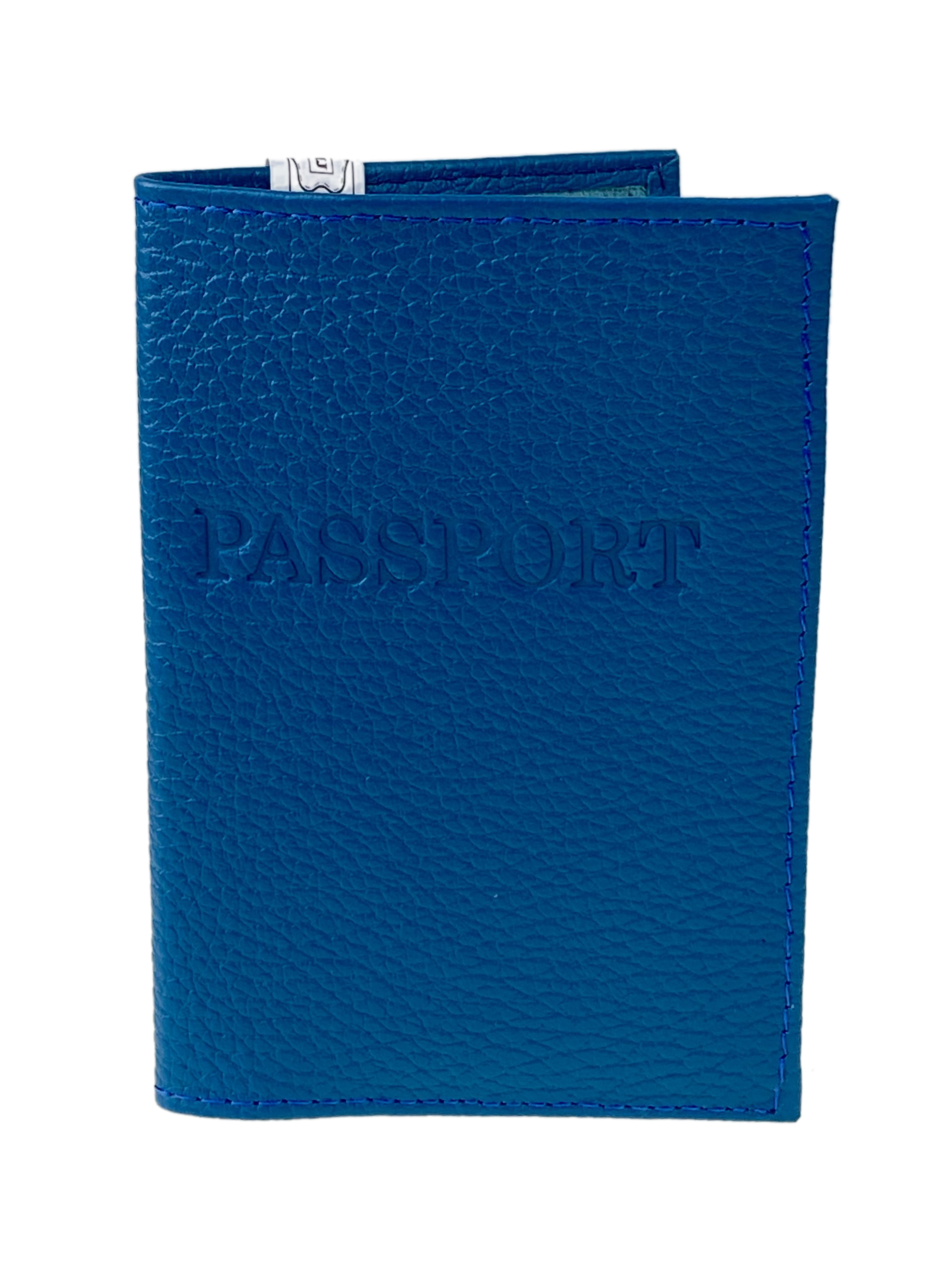 На фото 1 - Кожаная обложка для паспорта, цвет синий