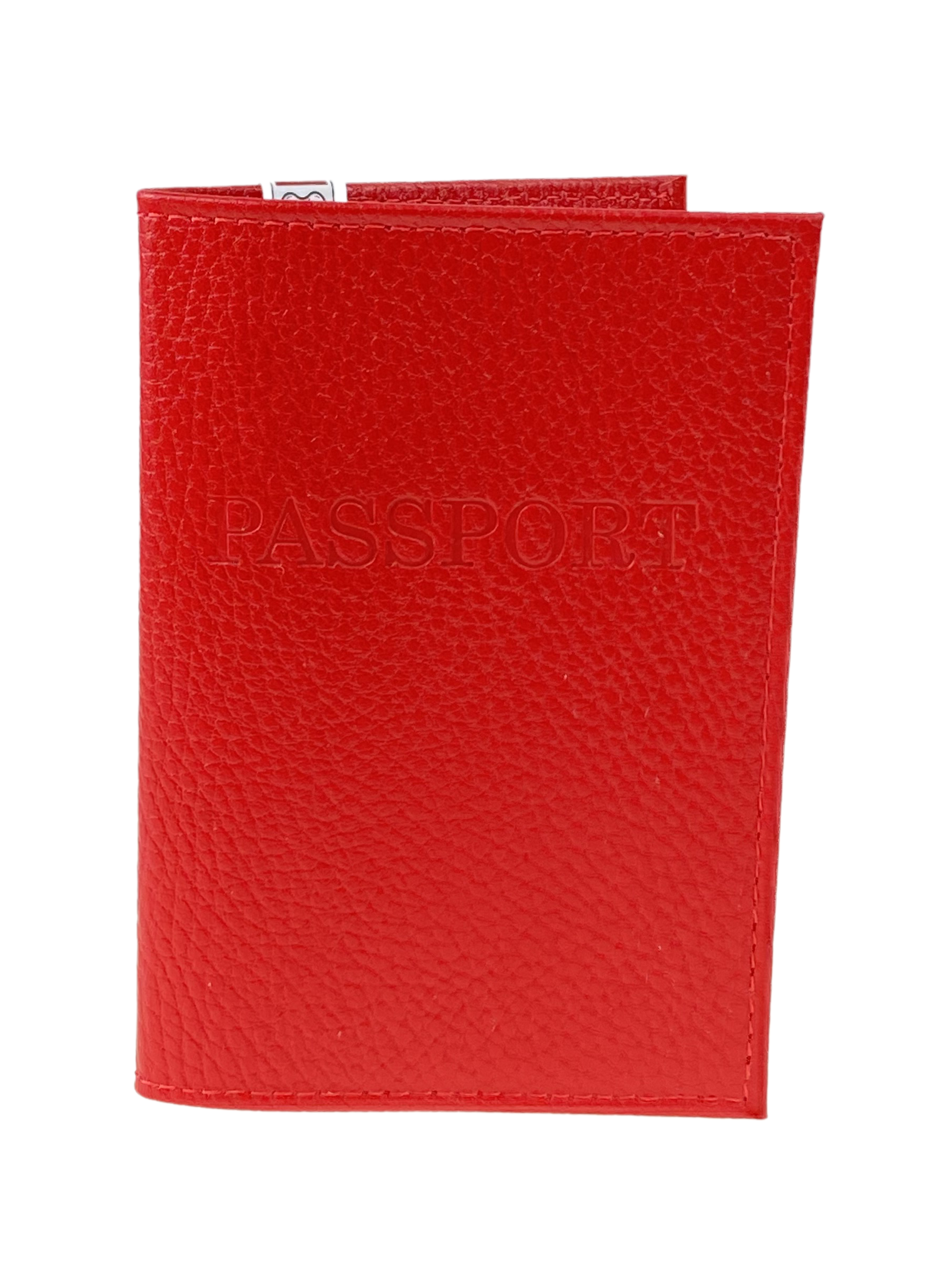 На фото 1 - Кожаная обложка для паспорта, цвет красный