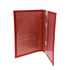 На фото 2 - Кожаная обложка для паспорта, цвет красный