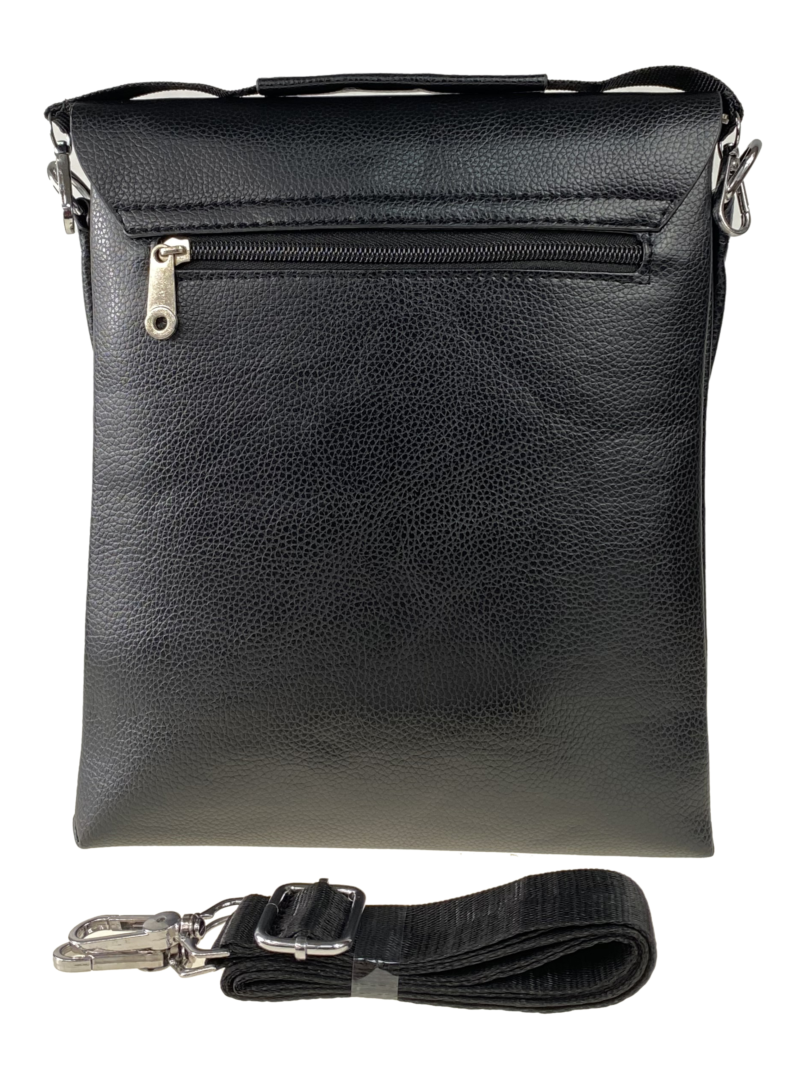 На фото 3 - Мужская сумка-мессенджер из фактурной экокожи, цвет чёрный