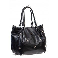 На фото 3 - Женская сумка хобо из гладкой экокожи, цвет черный