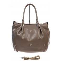 На фото 2 - Женская сумка хобо из гладкой экокожи, цвет коричневый