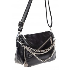 На фото 2 - Женская сумка кросс-боди из искусственной кожи с цепочками, цвет чёрный