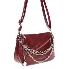 На фото 2 - Женская сумка кросс-боди из искусственной кожи с цепочками, цвет бордо