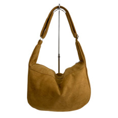 На фото 2 - Женская сумка из искусственной замши, цвет светло коричневый