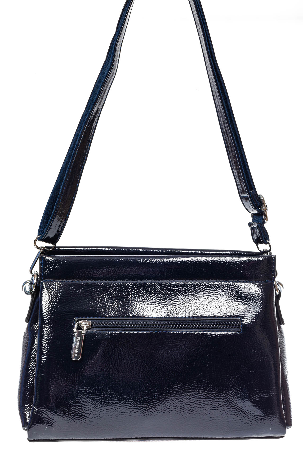 На фото 3 - Женская лаковая сумка с цепочкой, цвет тёмно-синий