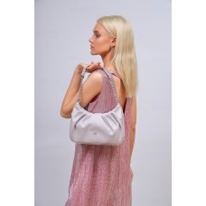 На фото 1 - Мягкая женская сумка из искусственной кожи, цвет светло серый