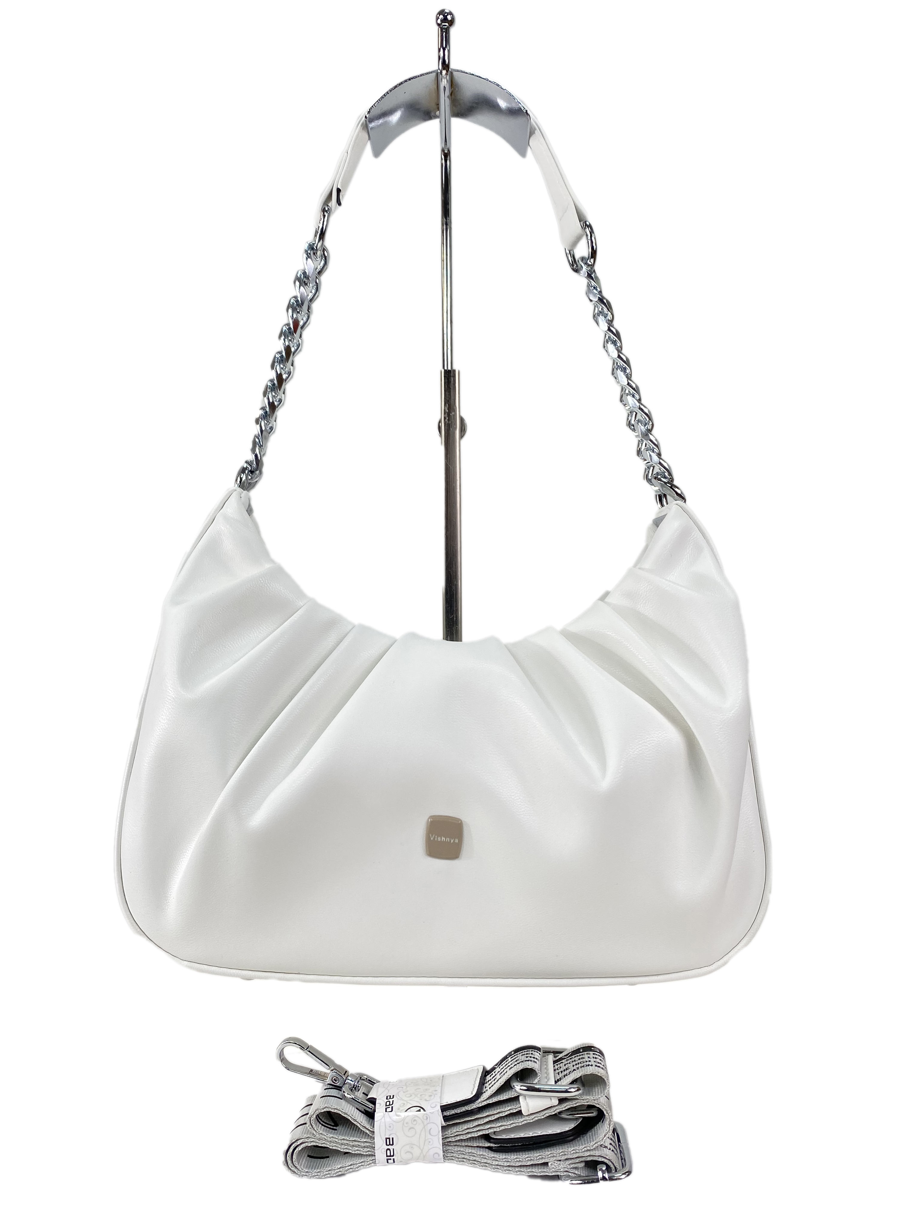 На фото 2 - Мягкая женская сумка из искусственной кожи, цвет белый