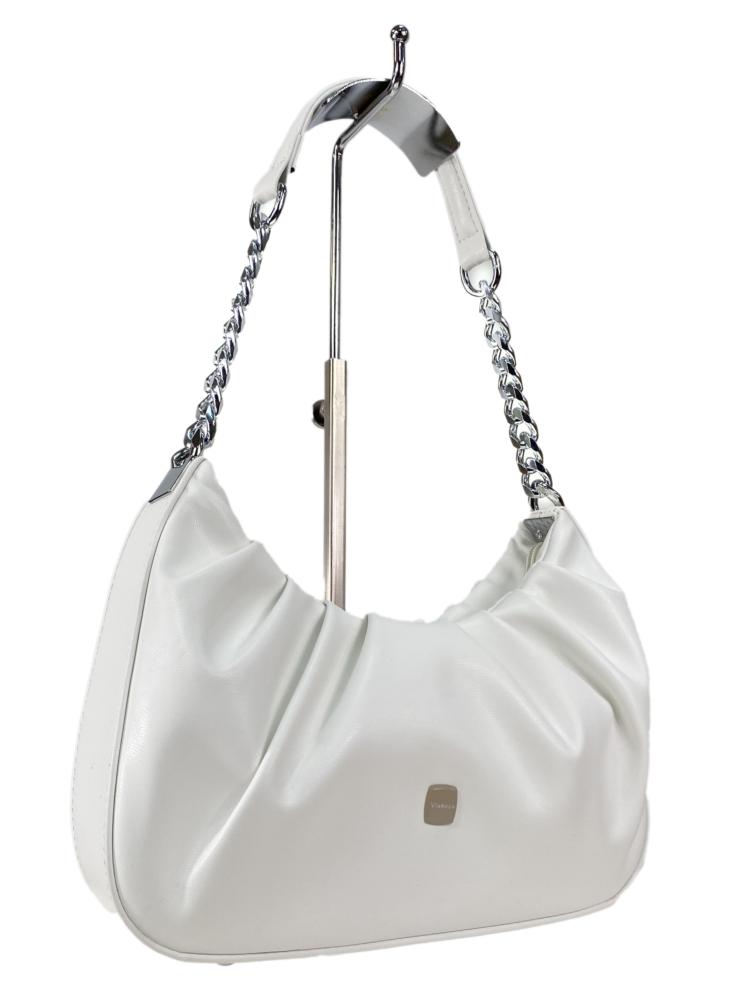 На фото 3 - Мягкая женская сумка из искусственной кожи, цвет белый