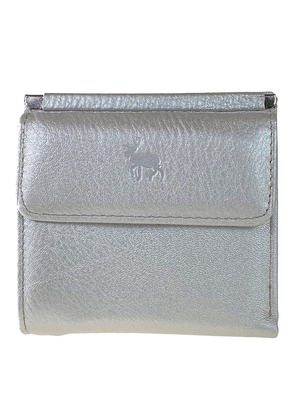 На фото 1 - Женский кошелёк из мягкой натуральной кожи оленя, цвет серебристый