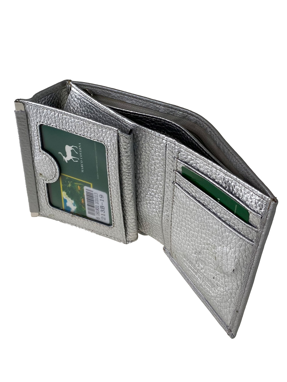 На фото 2 - Женский кошелёк из мягкой натуральной кожи оленя, цвет серебристый