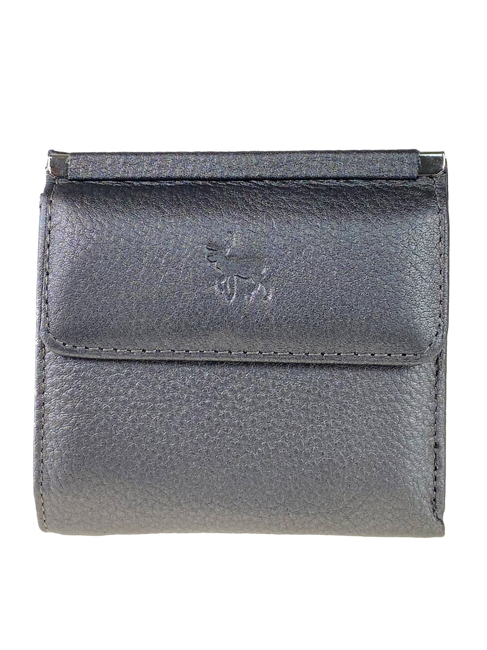 На фото 1 - Женский кошелёк из мягкой натуральной кожи оленя, цвет серый металлик