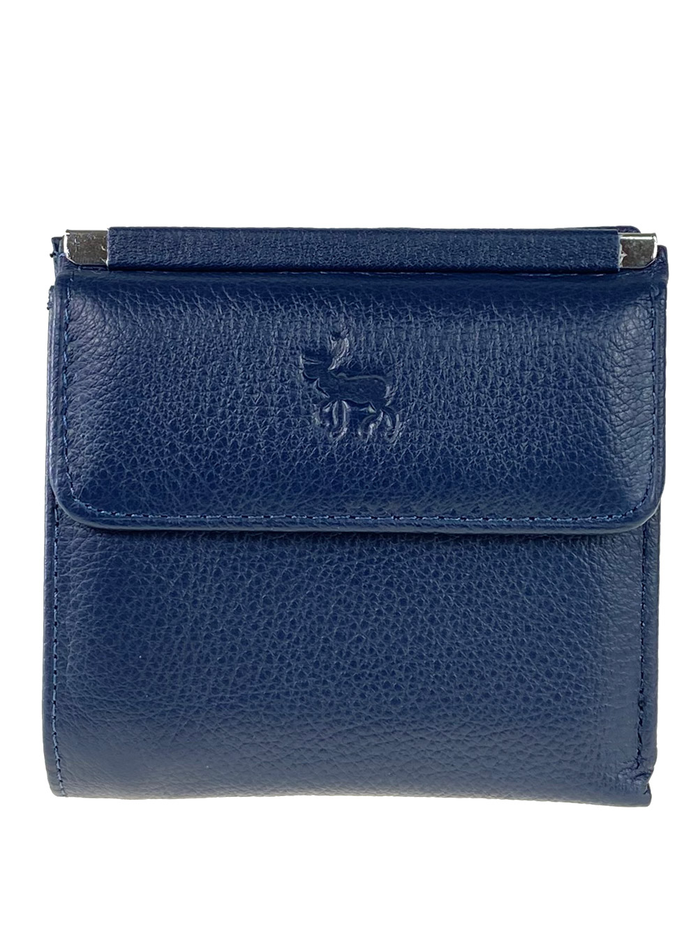 На фото 1 - Женский кошелёк из мягкой натуральной кожи оленя, цвет тёмно-синий
