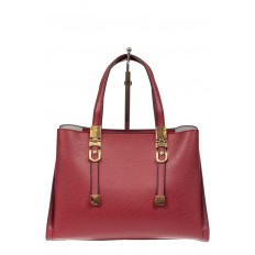 На фото 2 - Кожаная женская сумка тоут с регулировкой лямок, цвет красный