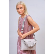 На фото 1 -  Мягкая женская сумка из искусственной кожи, цвет серый