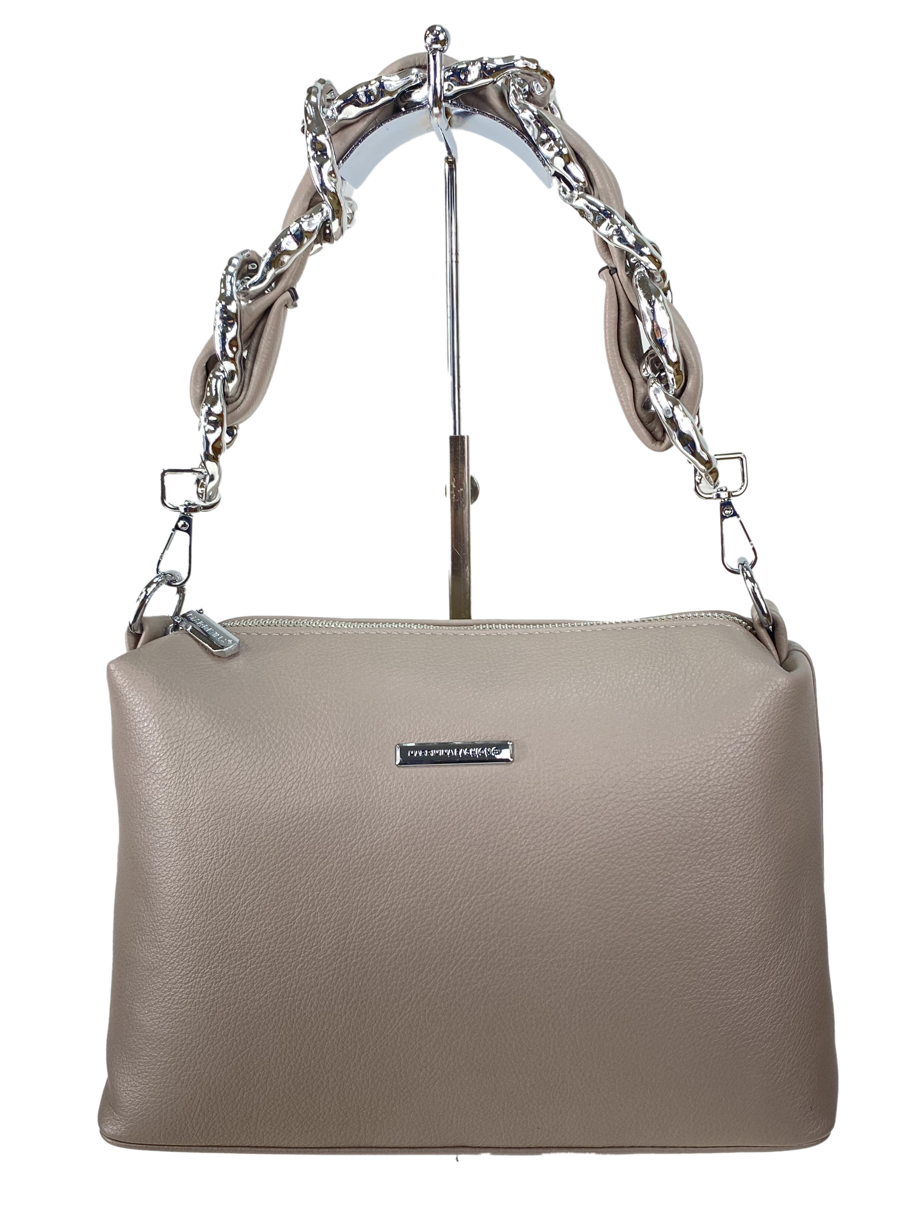 На фото 2 -  Мягкая женская сумка из искусственной кожи, цвет темно бежевый