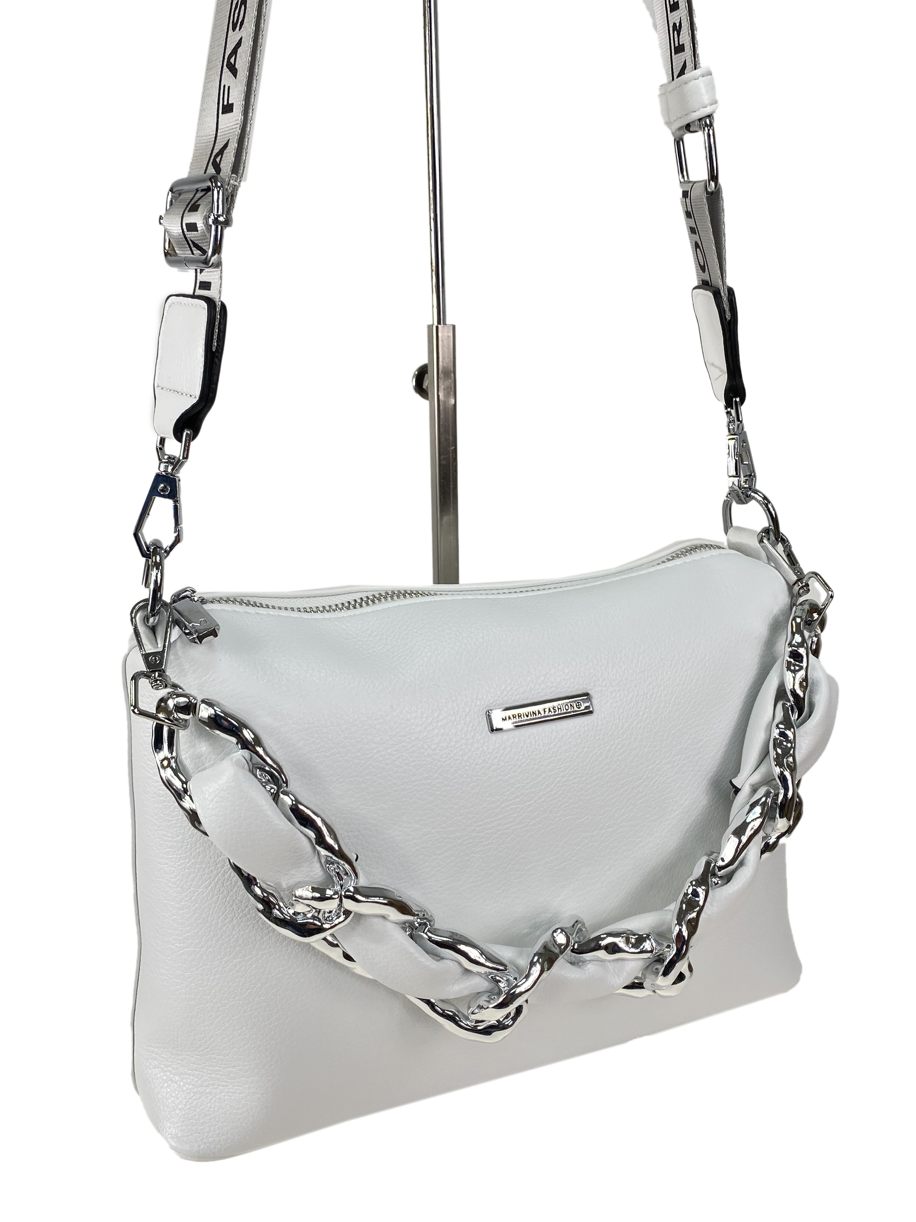 На фото 3 - Мягкая женская сумка из искусственной кожи,цвет белый