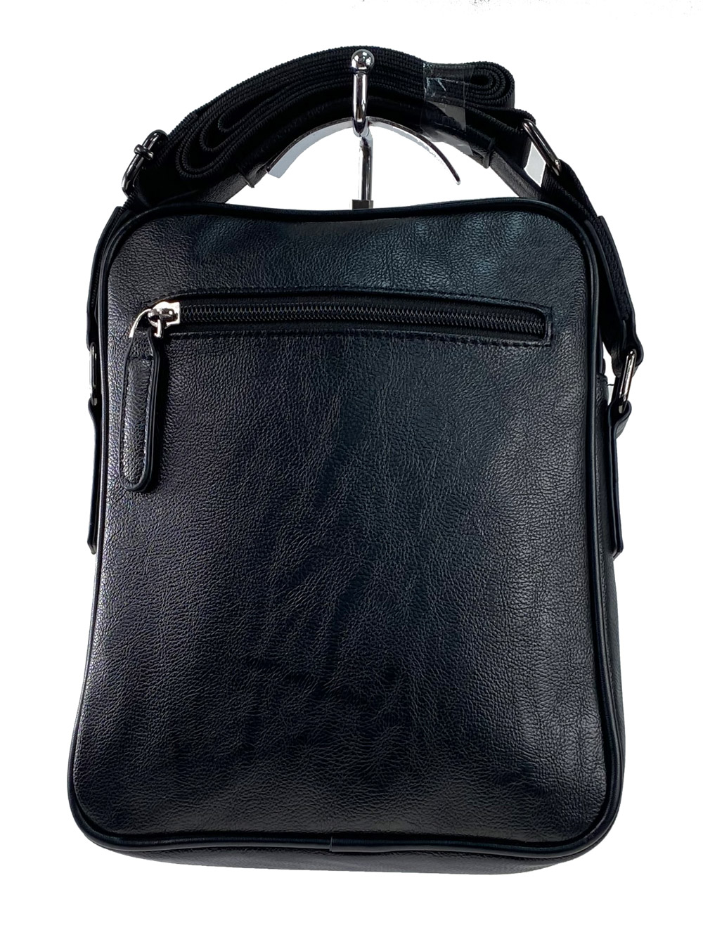 На фото 3 - Мужская сумка через плечо из фактурной экокожи, цвет чёрный