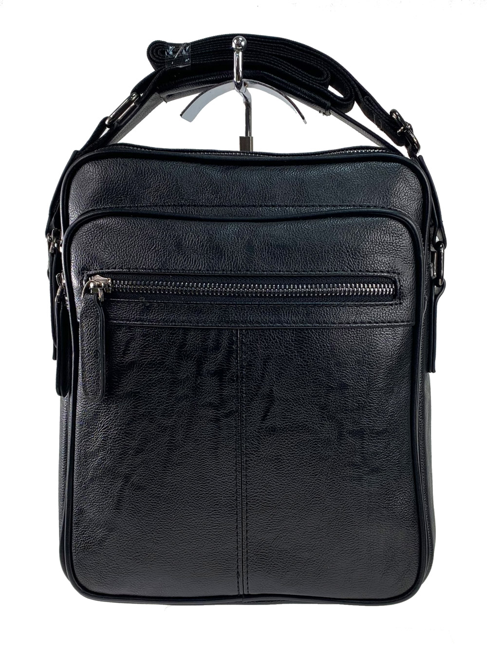 На фото 2 - Мужская сумка через плечо из искусственной кожи, чёрная