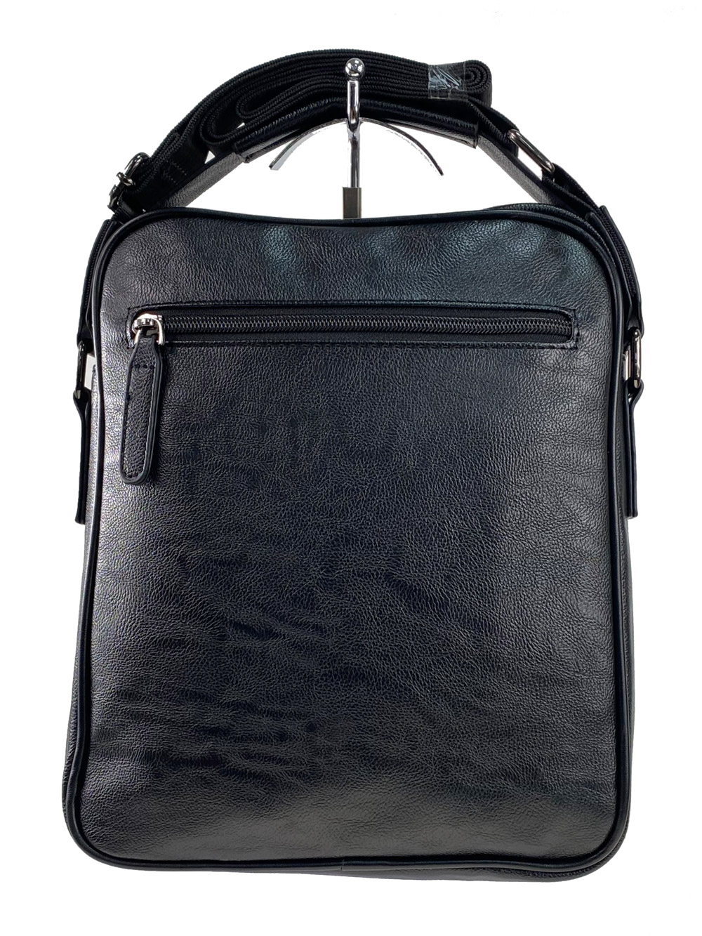 На фото 3 - Мужская сумка через плечо из искусственной кожи, чёрная