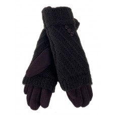 На фото 1 - Митенки шерстяные с текстильными перчатками, цвет шоколад