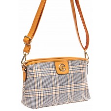 На фото 1 - Маленькая женская сумка из экокожи, цвет бежевый