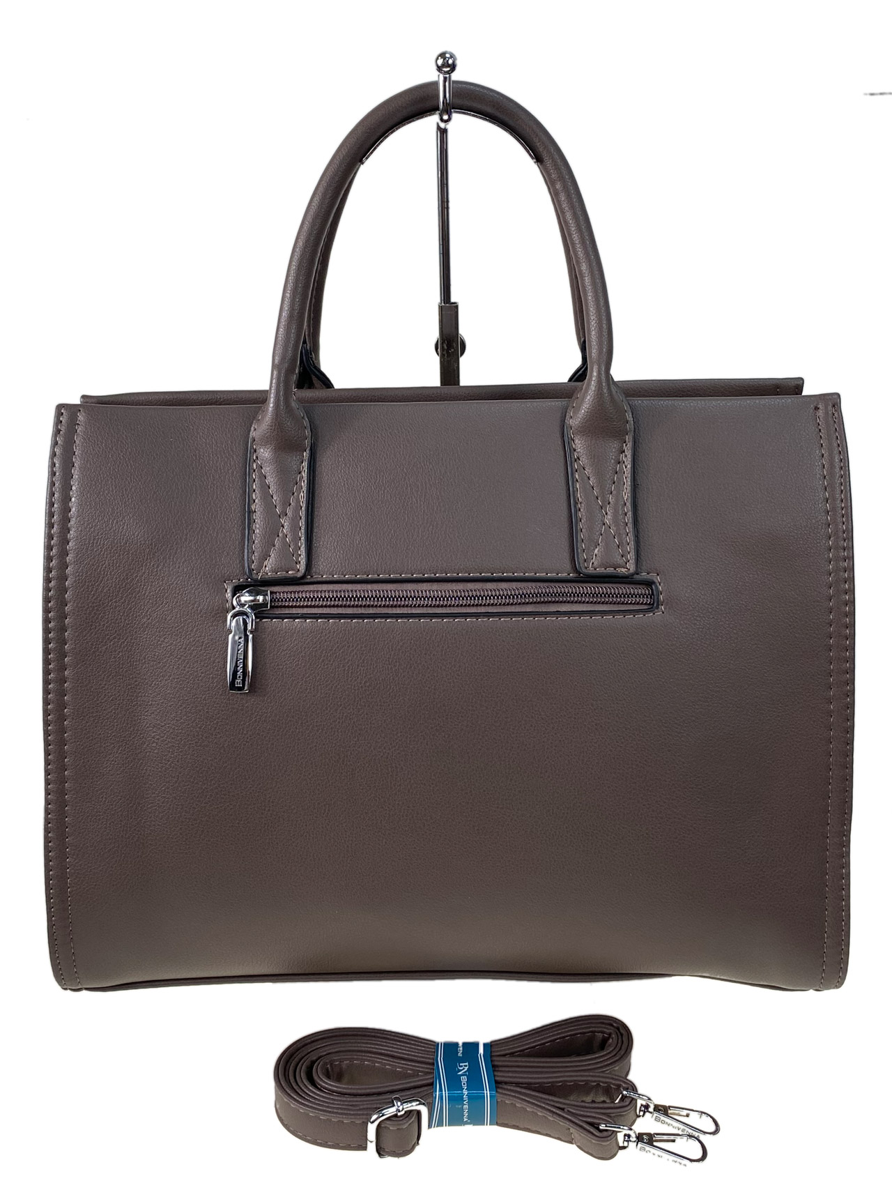 На фото 2 - Женская сумка портфель из искусственной кожи цвет коричневый
