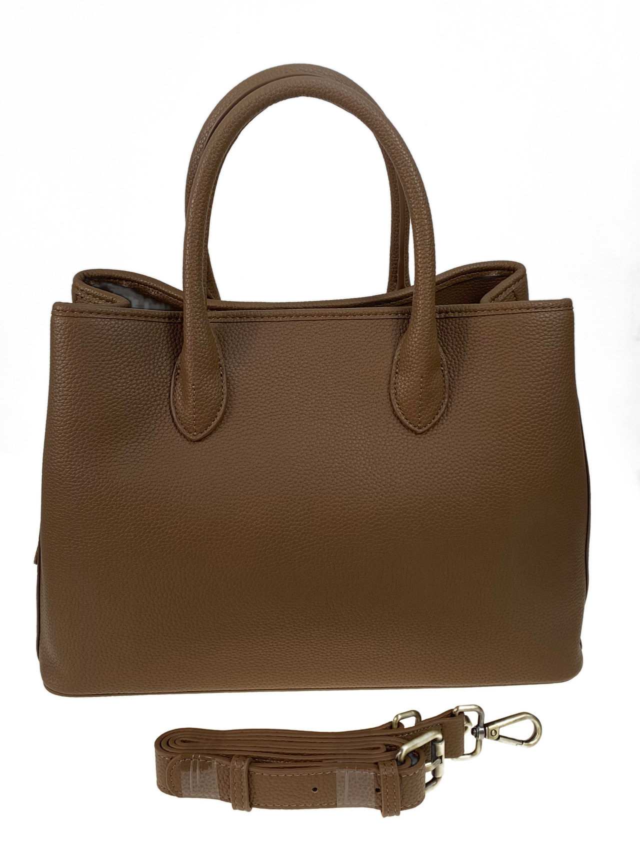На фото 2 - Женская сумка тоут из натуральной кожи, цвет коричневый 