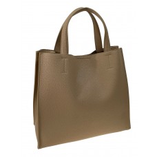 На фото 1 - Женская сумка тоут из натуральной кожи, цвет бежевый